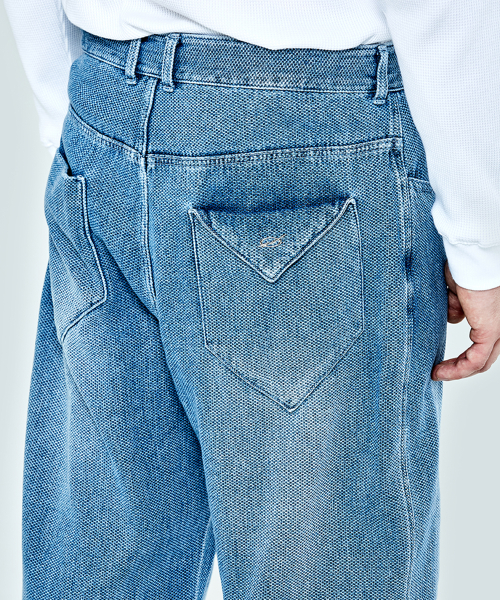 Waffle denim pants - blue