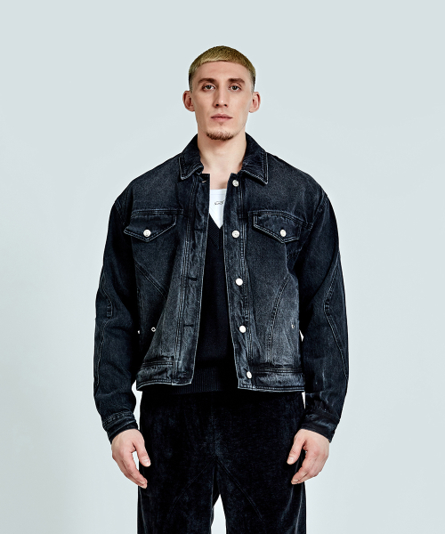 Tunnel Lining denim Jacket - Washed black