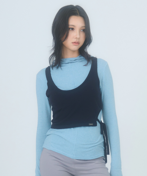 STRING KNIT VEST [BLACK]