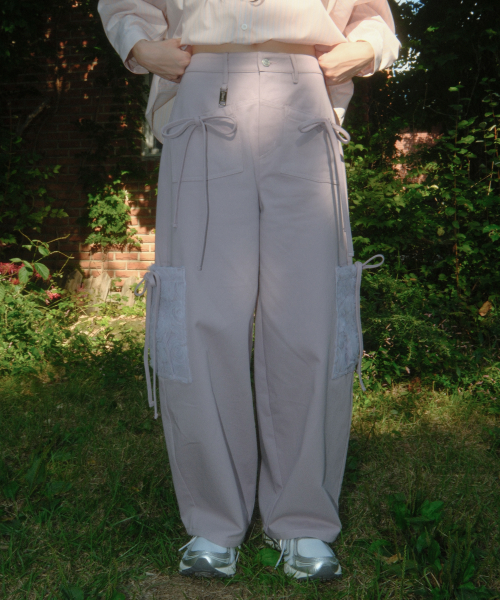 Ribbon Cotton Pants (Purple)