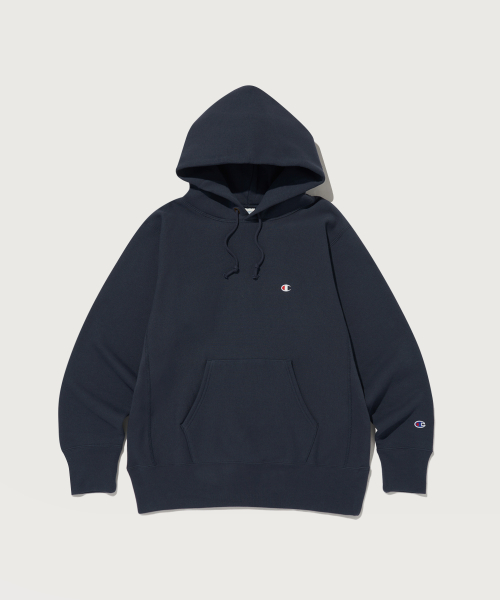 리버스위브 블루택 루즈핏 기모 후드 티셔츠 Dark Navy