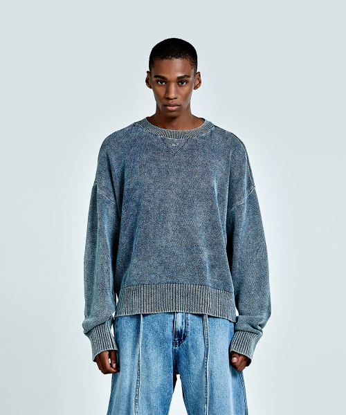 Metal Logo denim knit - Blue