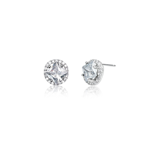 Flynn Square Cut Cubic Earrings - Silver