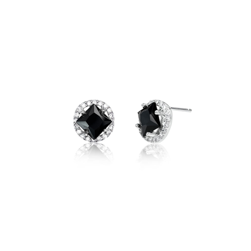 Flynn Square Cut Cubic Earrings - Black