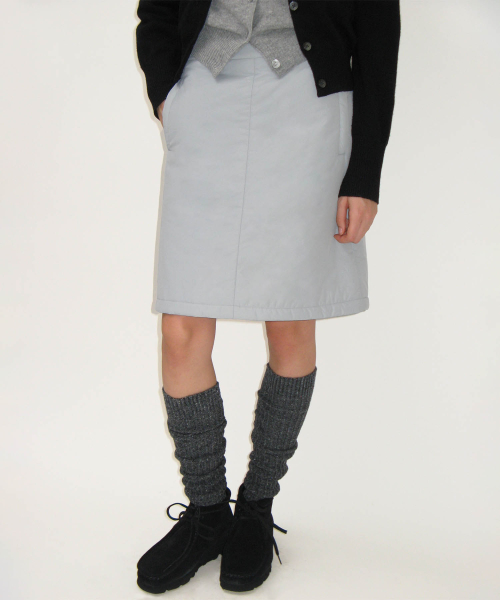 Padded Midi Skirt (LIGHT GRAY)
