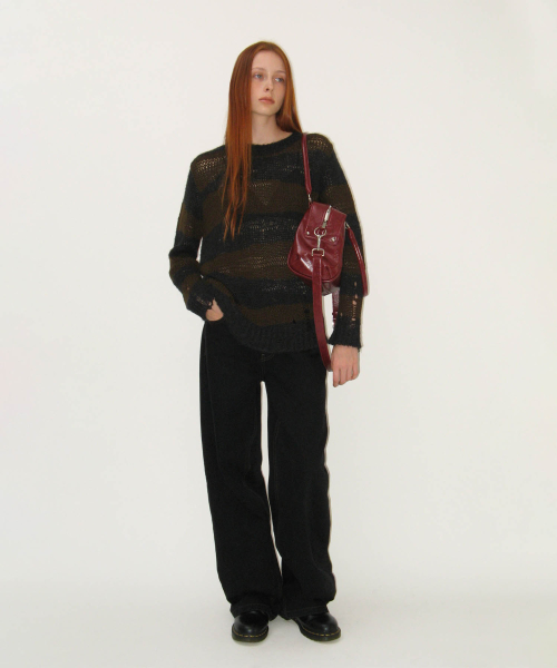 Damaged Color Block Knit (BLACK)