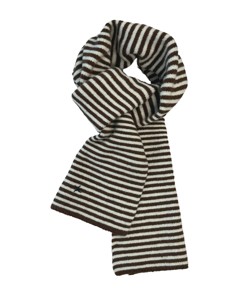 TCM mini logo stripe muffler (brown/cream)