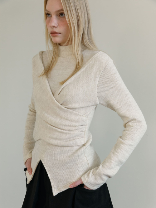 LAYERED WRAP T-SHIRT / IVORY