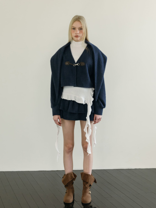 SNOWFLAKE TIERED SKIRT PANTS / NAVY
