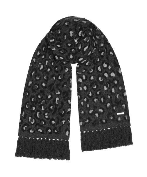 Leopard Alpaca Muffler (GREY)