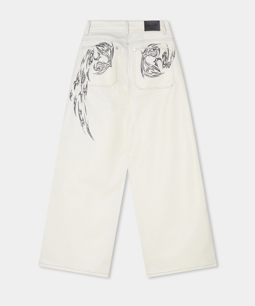 Coated Washing Angel Wide Pants (white)