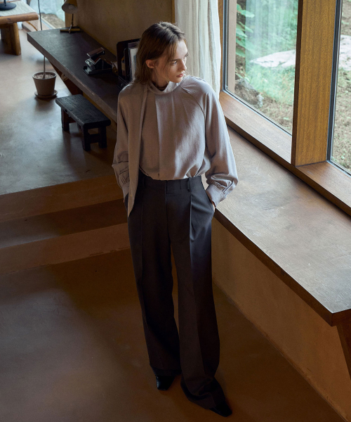 Belted One-tuck Pants[LMBDAUPT501]-Dark Brown