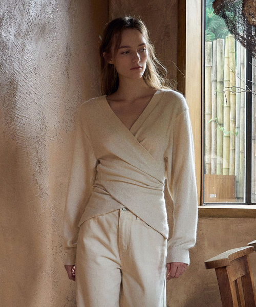 Fox Wrap Cardigan[LMBDAUKN261]-Cream