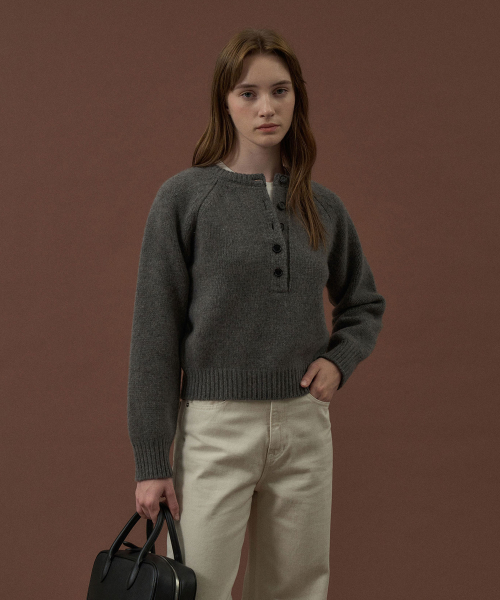 Half-Open Knit Top[LMBDWIKN263]-Dark Gray