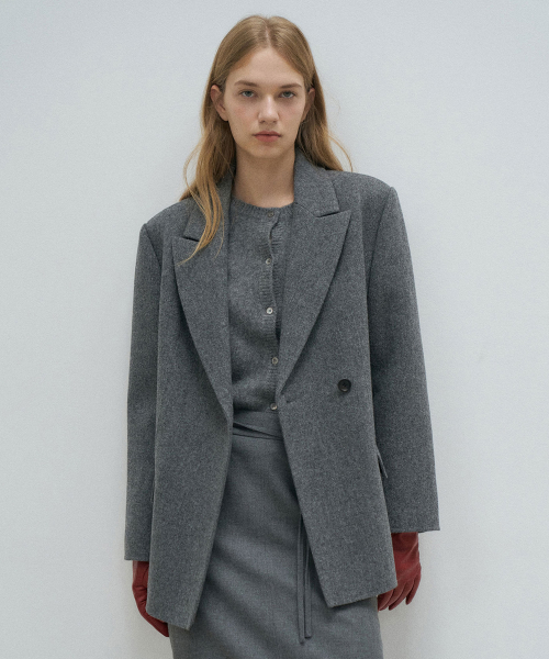 One button Handmade Jacket[LMBDWIJK102]-Gray Melange