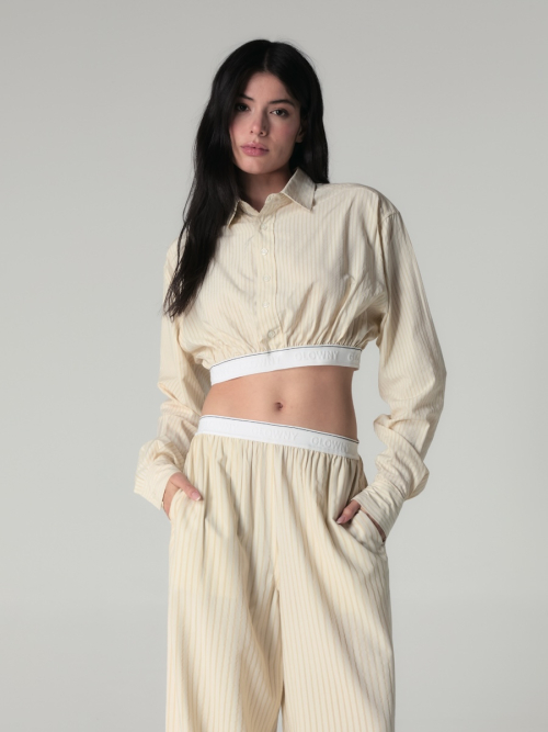 WILLY CROP SHIRT(BEIGE STRIPE)
