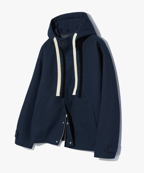 LONDON BRIDGE COTTON HOOD JACKET NAVY