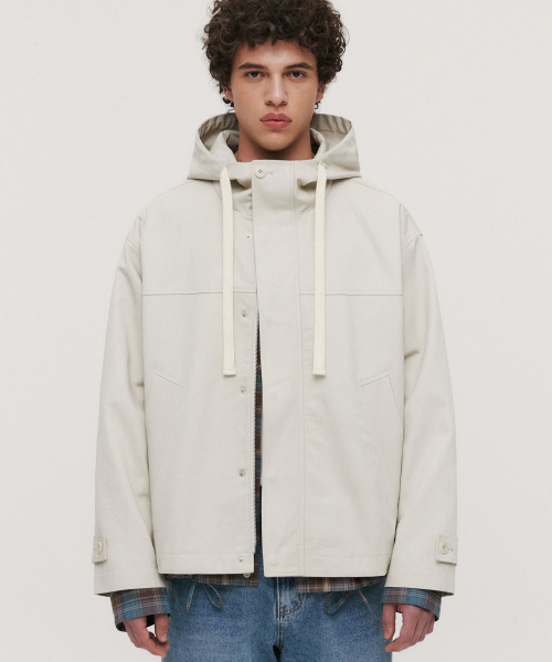 LONDON BRIDGE COTTON HOOD JACKET LIGHT GREY