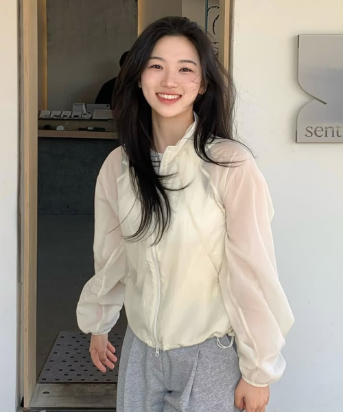 에어라이트 하이넥 윈드브레이커_크림