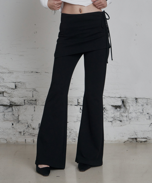 C LAYERED SKIRT PANTS_BLACK