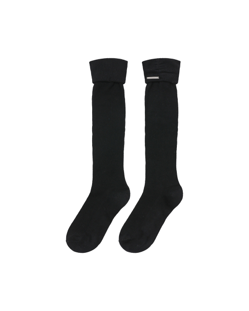 Shirring knee socks BLACK