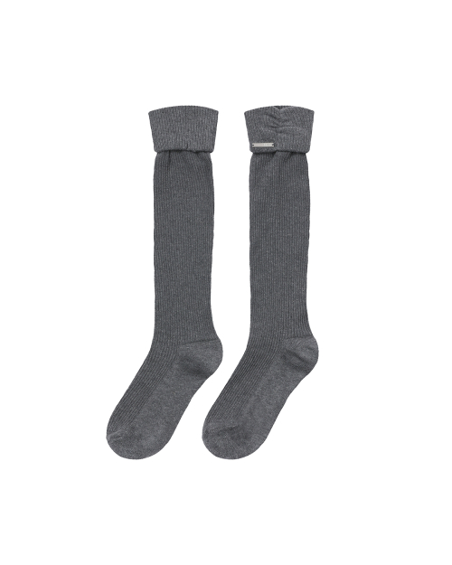 Shirring knee socks CHARCOAL
