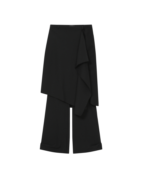 Draped midi skirt pants SET BLACK