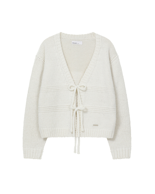 Bow over cardigan IVORY