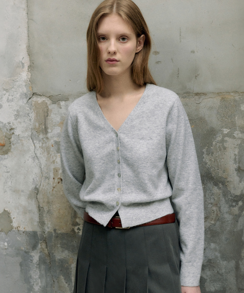 V NECK BOKASHI CARDIGAN LIGHT GRAY