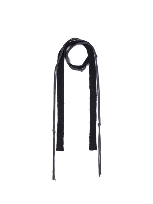 STRING LAYERED TWO WAY MUFFLER IN BLACK