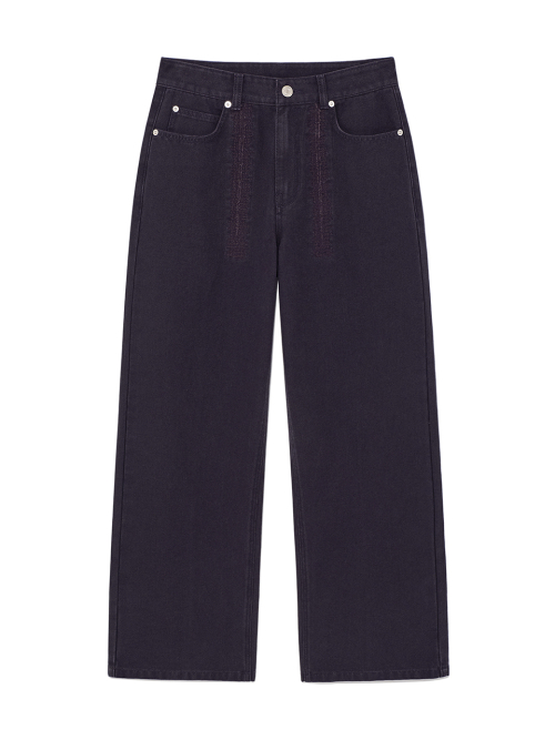 STITCH POINT WASHED COTTON PANTS IN PURPLE