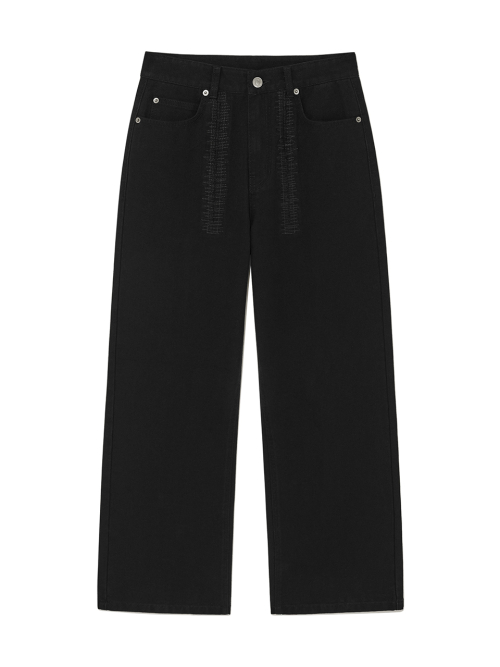 STITCH POINT WASHED COTTON PANTS IN BLACK