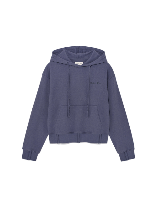 RIB CUT DETAIL LOGO HOODY IN SMOKE BLUE
