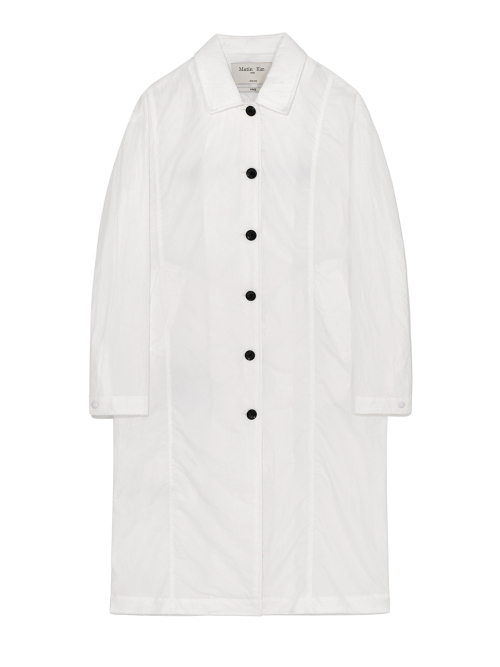 BACK LOGO POINT NYLON LONG COAT FOR WOMEN IN WHITE
