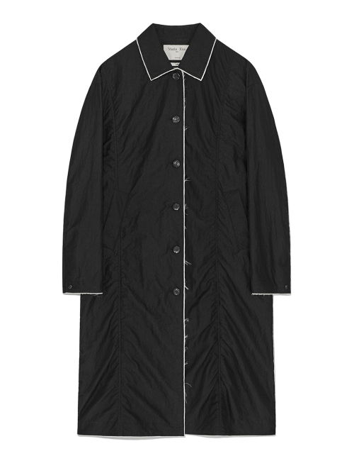BACK LOGO POINT NYLON LONG COAT FOR WOMEN IN BLACK