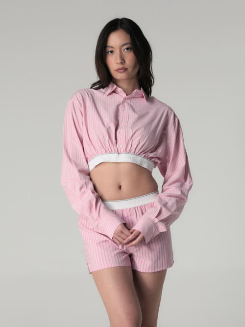 WILLY CROP SHIRT(BEIGE STRIPE)