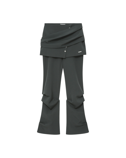Draped shirt skirt pants SET CHARCOAL