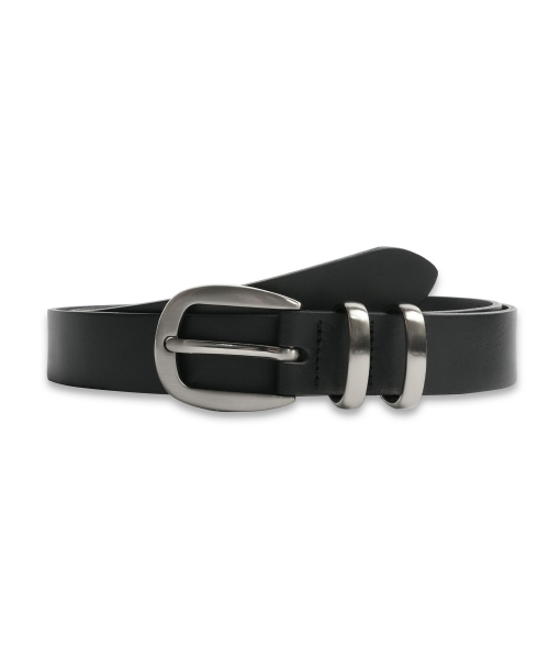 Cowhide Double Loop Belt BLACK