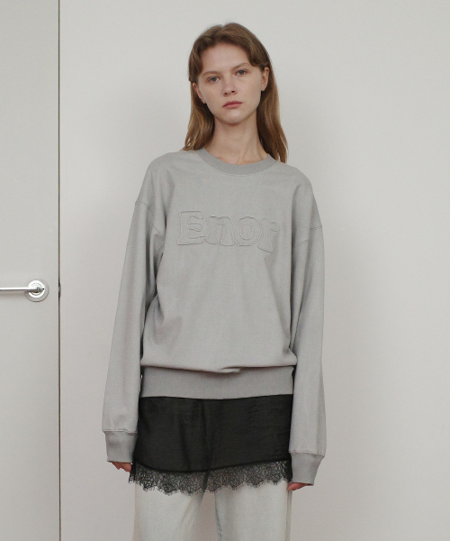 ENOR PATCH LOGO PIGMENT SWEATSHIRT - GREY