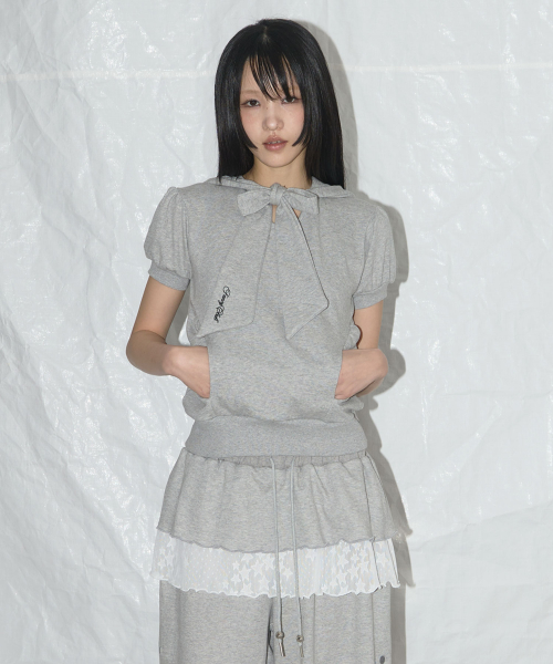PUFF ROUND SCARF HOODIE (MELANGE GRAY)_F25QB081
