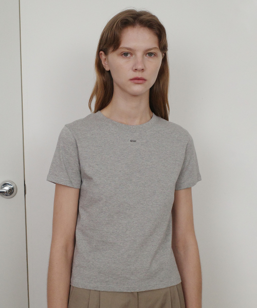 BASIC ENOR CROP T-SHIRT - GREY