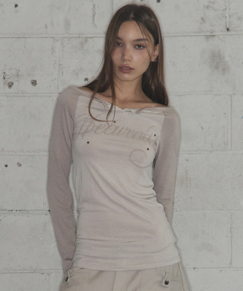 HEAVENLY OFF-SHOULDER LONG SLEEVE (BEIGE) F25QB084