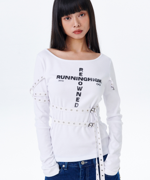 벨트 슬림 L/S 티 [화이트]