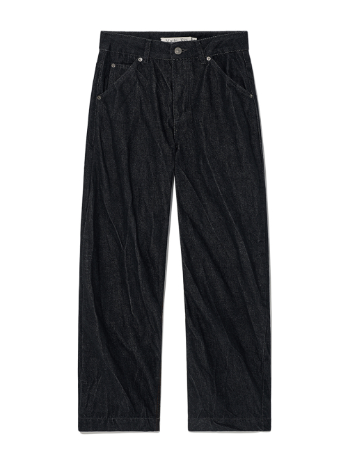 STITCH POINT CRINKLE DENIM PANTS IN BLACK