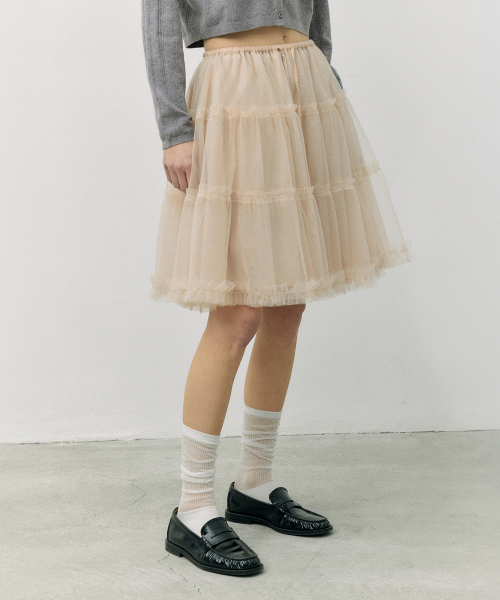 TUTU MIDI SKIRT BEIGE