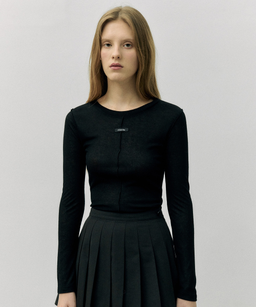 STITCH ROUND NECK T-SHIRT BLACK
