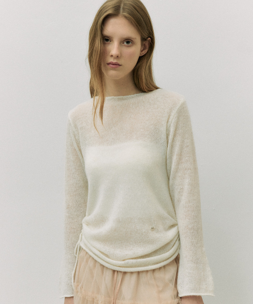 SHIRRING LONG KNIT IVORY