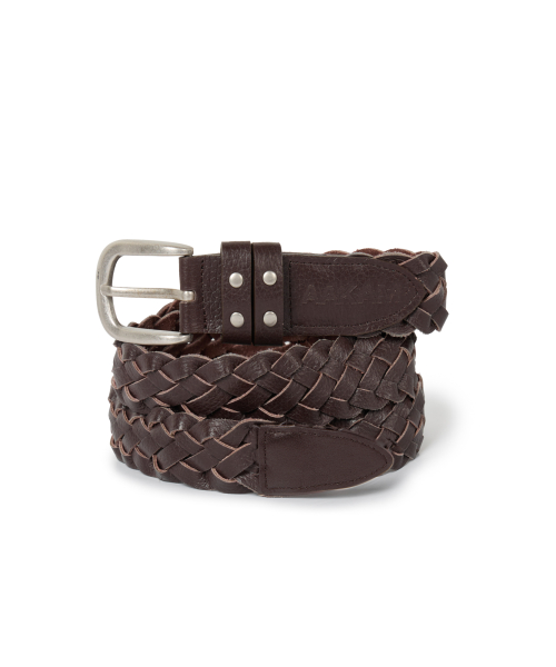 30mm Braided Western Leather Belt (Brown)