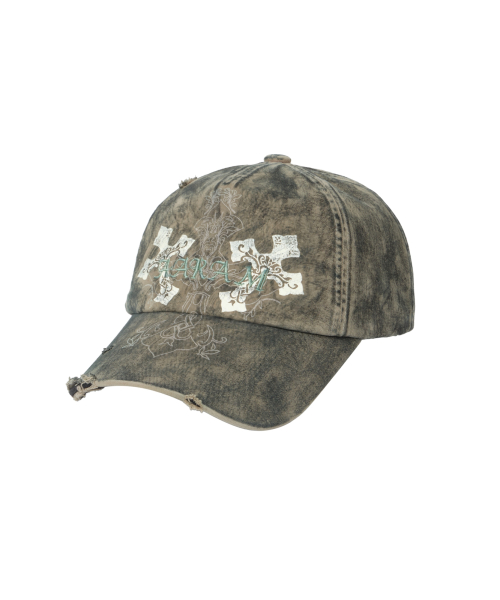 CROS2 Washed Damage Ball Cap (Green Gray)