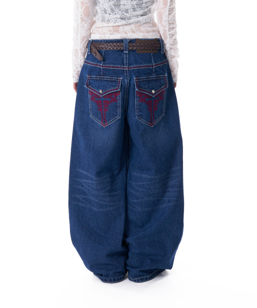 CROS2 Washed Denim Pants (Blue)